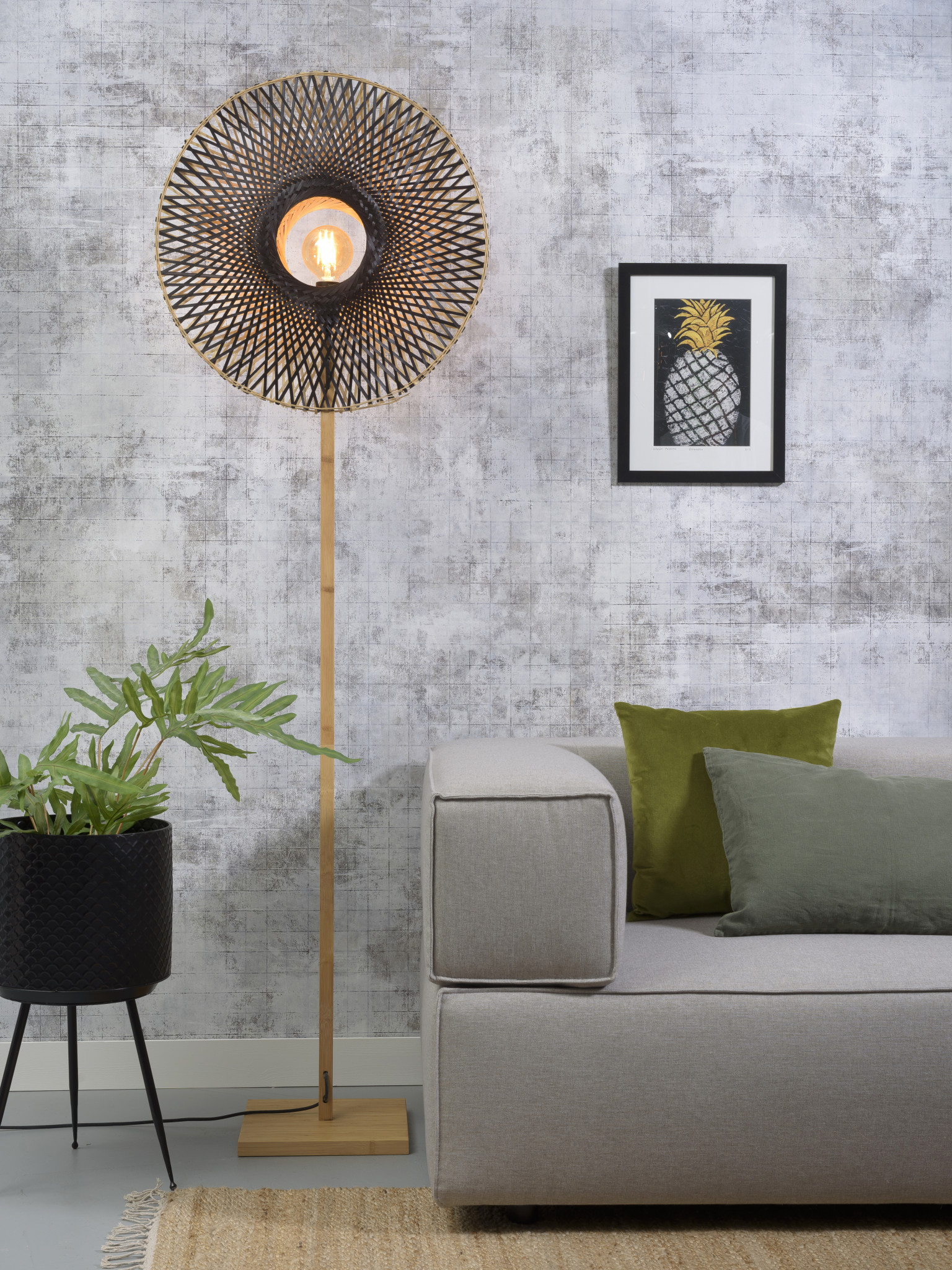 floor lamp kalimantan m vertical natural zwart goodandmojo 1